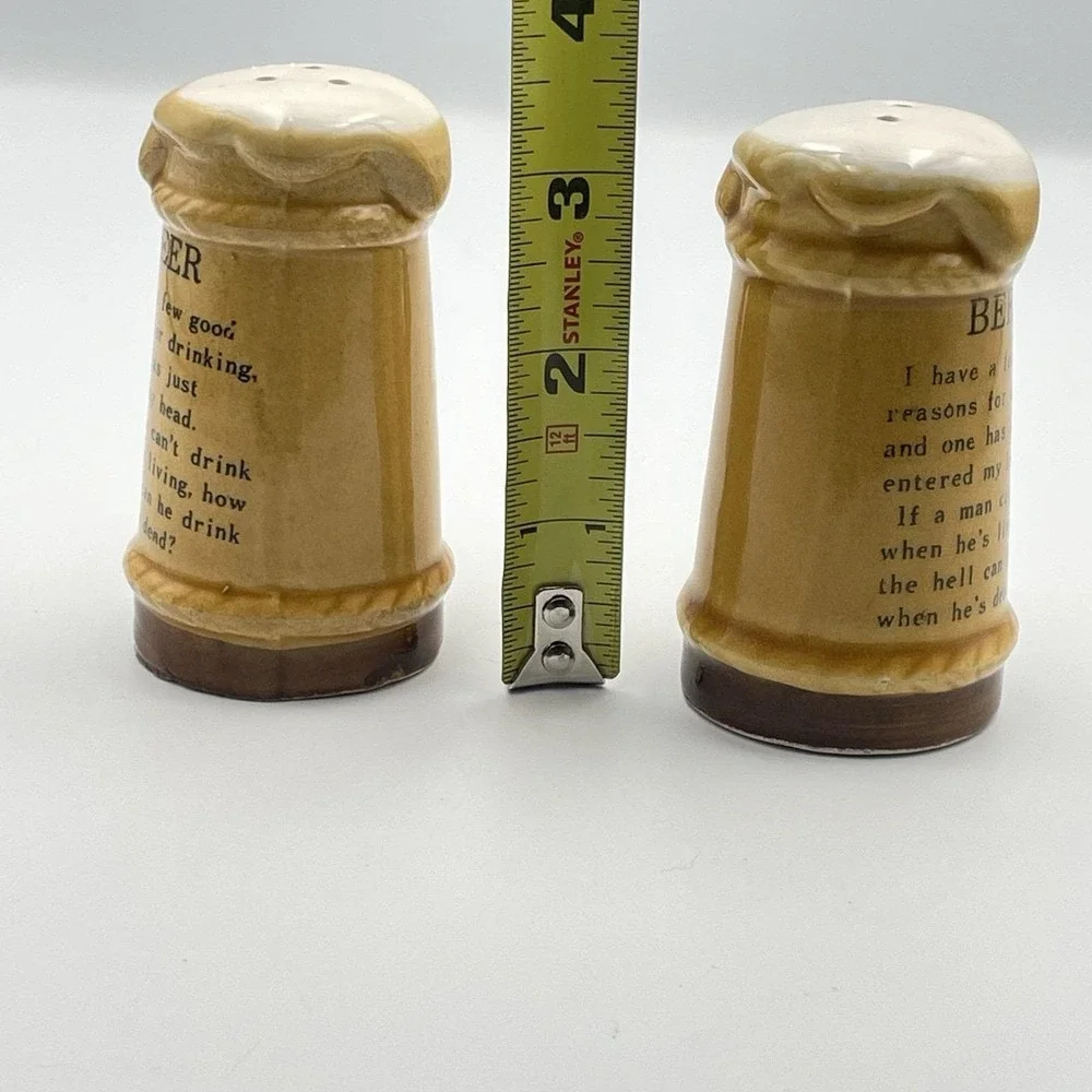 Vintage Beer Mug Stein Salt And Pepper Shakers Set‎ Japan Ceramic Barware 3.25